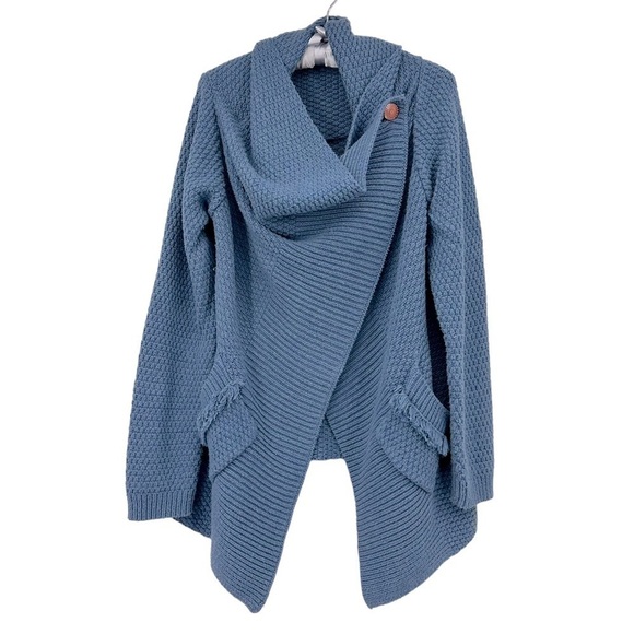 Matilda Jane Asymmetric Hem Convertible Cowl Neck Waterfall Cardigan Size Medium - Picture 3 of 11